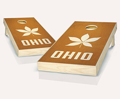 Ohio Buckeye Maple Stained Custom Cornhole Boards Regulation Size Game Set Baggo Bean Bag Toss + 8 ACA Regulation Bags