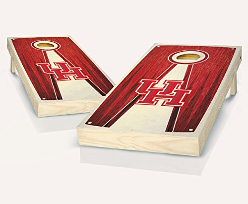 Houston Cougars Stained Pyramid Custom Cornhole Boards Regulation Size Game Set Baggo Bean Bag Toss + 8 ACA Regulation Bags