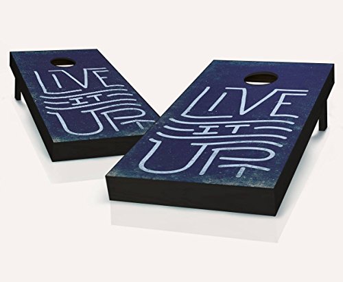 RETRO Live It Up Cornhole Boards Regulation Size Game Set Baggo Bean Bag Toss + 8 ACA Regulation Bags