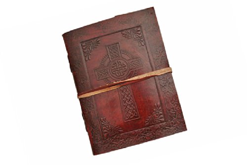 SZCO Supplies Celtic Cross Leather Journal with Strap