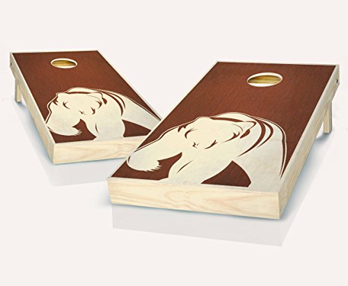 Bear Rosewood Stained Custom Cornhole Boards Regulation Size Game Set Baggo Bean Bag Toss + 8 ACA Regulation Bags