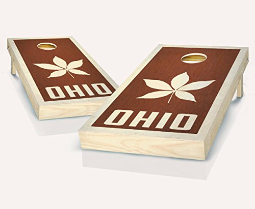 Ohio Buckeye Rosewood Stained Custom Cornhole Boards Regulation Size Game Set Baggo Bean Bag Toss + 8 ACA Regulation Bags