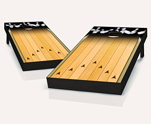 Bowling Lane Cornhole Boards Regulation Size Game Set Baggo Bean Bag Toss + 8 ACA Regulation Bags