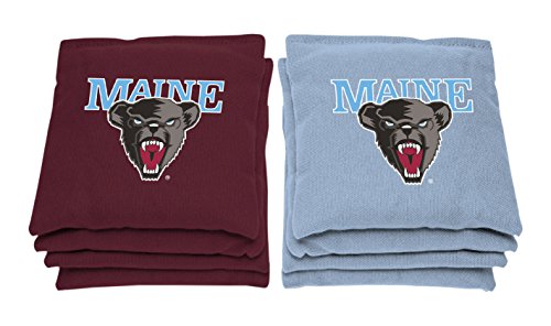 AJJ Cornhole NCAA Maine Black Bears Bags, 6" x 6", Baby Blue