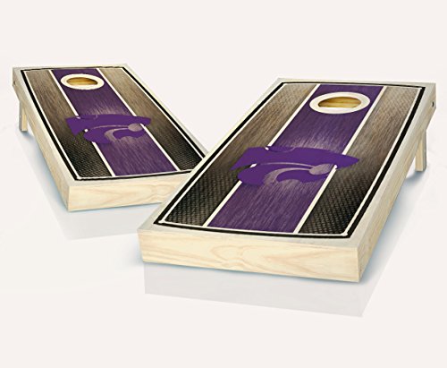 Kansas State Wildcats Stained Striped Custom Cornhole Boards Regulation Size Game Set Baggo Bean Bag Toss + 8 ACA Regulation Bags