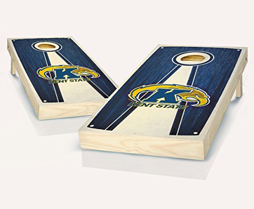 Kent State University Golden Flashes Stained Pyramid Custom Cornhole Boards Regulation Size Game Set Baggo Bean Bag Toss + 8 ACA Regulation Bags