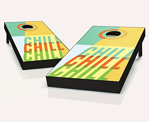 RETRO Chill Cornhole Boards Regulation Size Game Set Baggo Bean Bag Toss + 8 ACA Regulation Bags