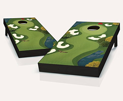 GOLF TEE Hole in One Cornhole Boards Regulation Size Game Set Baggo Bean Bag Toss + 8 ACA Regulation Bags