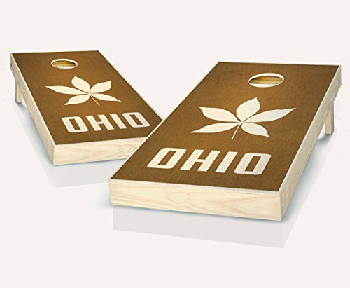 Ohio State Buckeye Chestnut Stained Custom Cornhole Boards Regulation Size Game Set Baggo Bean Bag Toss + 8 ACA Regulation Bags