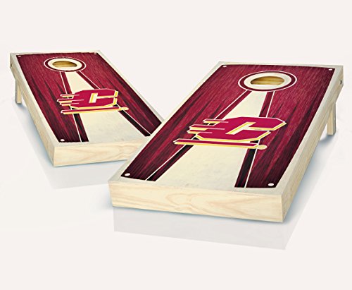 Central Michigan Chippewas Stained Pyramid Custom Cornhole Boards Regulation Size Game Set Baggo Bean Bag Toss + 8 ACA Regulation Bags