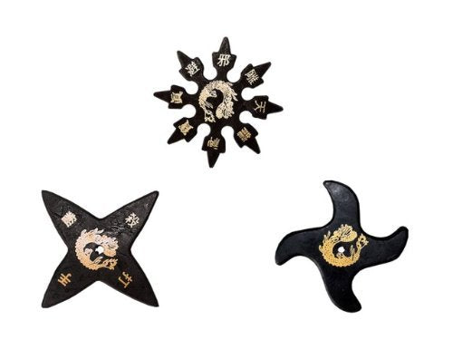 Tiger Claw Ninja Rubber Stars Assorted - 4 Points, 8 Points, Waver - Pack of 3