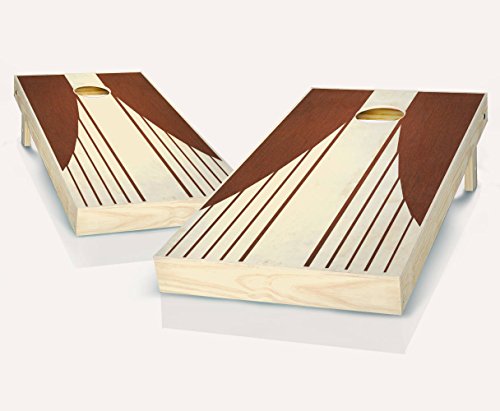 Swooping Stripes Rosewood Stained Custom Cornhole Boards Regulation Size Game Set Baggo Bean Bag Toss + 8 ACA Regulation Bags