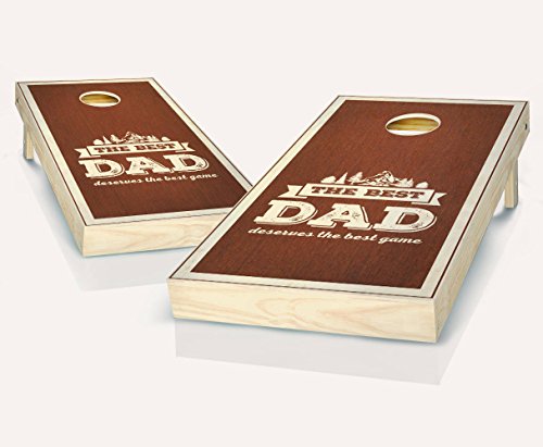 Best Dad Rosewood Stained Custom Cornhole Boards Regulation Size Game Set Baggo Bean Bag Toss + 8 ACA Regulation Bags