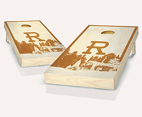 Monogrammed Roughneck Maple Stained Custom Cornhole Boards Regulation Size Game Set Baggo Bean Bag Toss + 8 ACA Regulation Bags