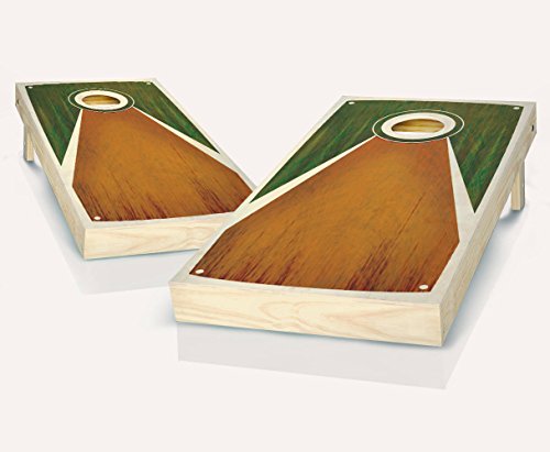 Tarpis Green Chestnut Stained Custom Cornhole Boards Regulation Size Game Set Baggo Bean Bag Toss + 8 ACA Regulation Bags