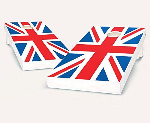 British ENGLAND Flag Cornhole Boards Regulation Size Game Set Baggo Bean Bag Toss + 8 ACA Regulation Bags