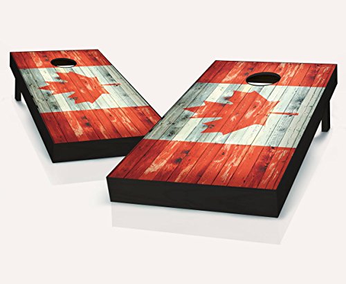 CANADA Canadian Flag Distressed Cornhole Boards Regulation Size Game Set Baggo Bean Bag Toss + 8 ACA Regulation Bags