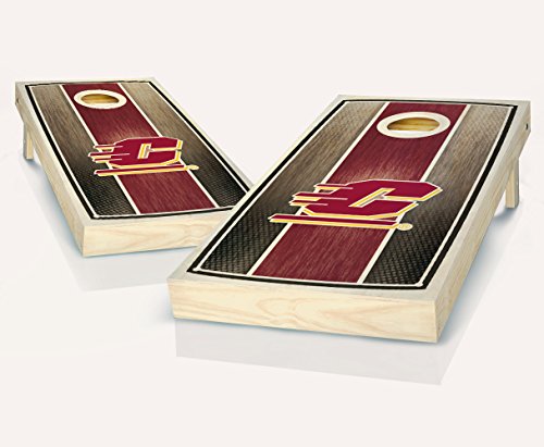 Central Michigan Chippewas Stained Striped Custom Cornhole Boards Regulation Size Game Set Baggo Bean Bag Toss + 8 ACA Regulation Bags