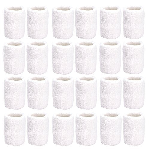 Unique Sports Athletic Performance Team Pack of 24 Wristbands (12 pair), White