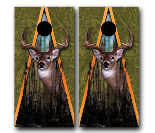 Buck Whitetail Deer Hunting Cornhole WRAP Set Vinyl Board Decal Baggo Bag Toss Boards Made in The USA