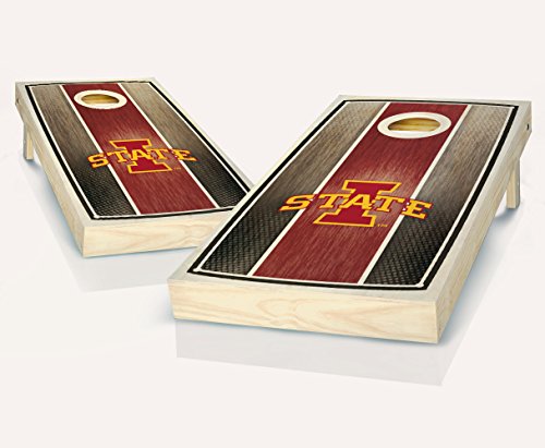 Iowa State Cyclones Stained Striped Custom Cornhole Boards Regulation Size Game Set Baggo Bean Bag Toss + 8 ACA Regulation Bags