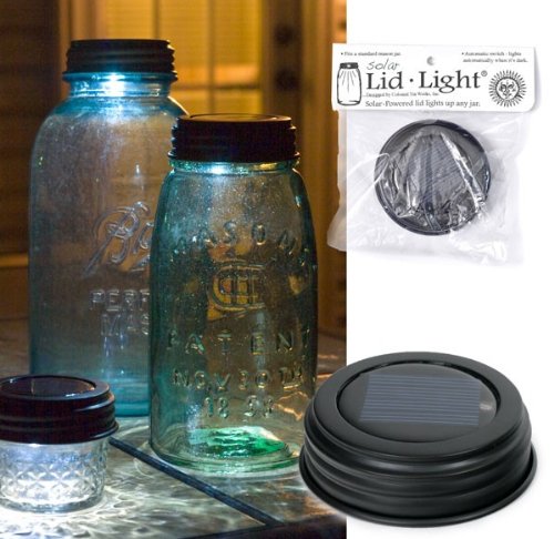 Colonial Tin Mason Jar "4 Solar Lid Lights - Brown" Weddings Outdoor