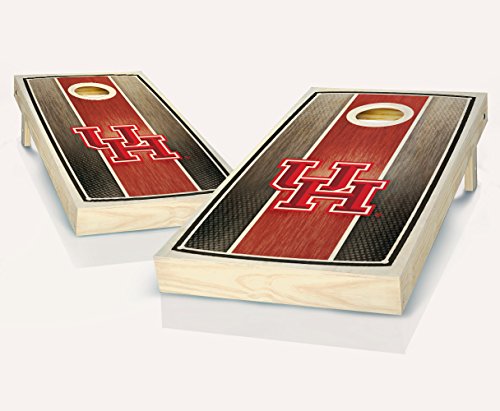 Houston Cougars Stained Striped Custom Cornhole Boards Regulation Size Game Set Baggo Bean Bag Toss + 8 ACA Regulation Bags