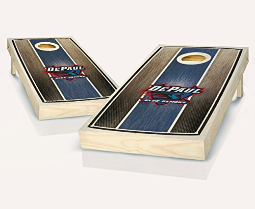 DePaul Blue Demons Stained Striped Custom Cornhole Boards Regulation Size Game Set Baggo Bean Bag Toss + 8 ACA Regulation Bags