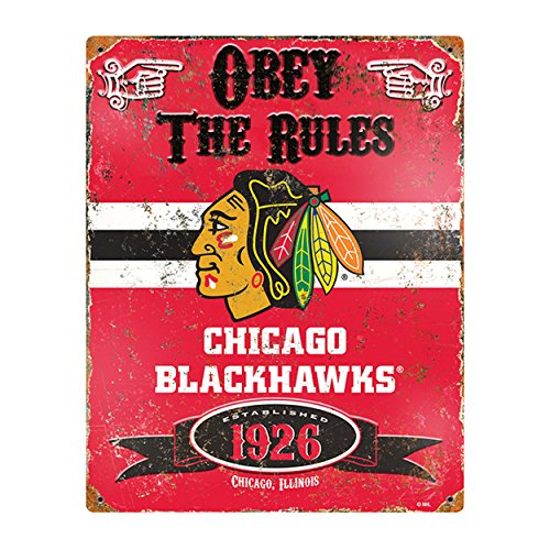 Party Animal NHL Embossed Metal Vintage Chicago Blackhawks Sign